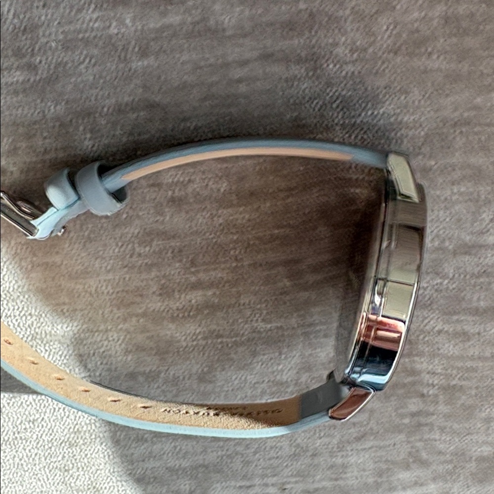 Olivia Burton Floral Watch - Silver/Light Blue Leather Strap - Picture 11 of 11